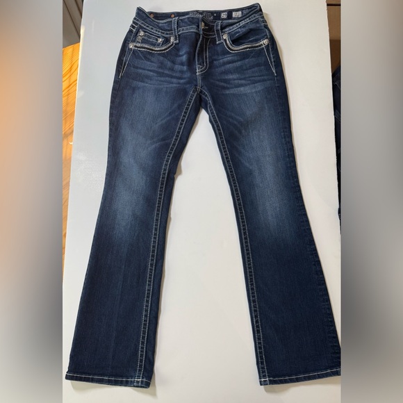 Miss Me Dark Blue Boot Cut Jeans with Embellished Pockets ✨ - Picture 5 of 16